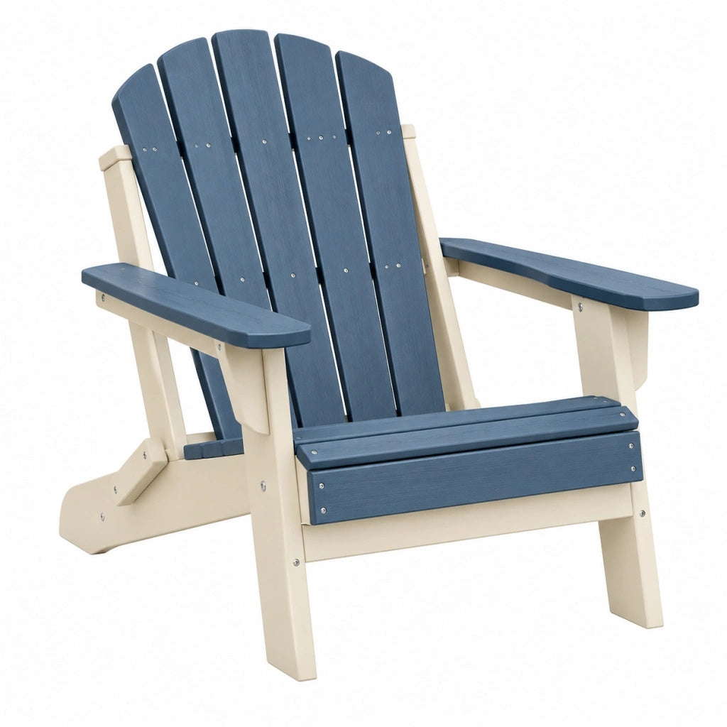 Krzesło ogrodowe Adirondack 78 x 88 x 98 cm z tworzywa sztucznego granatowo-kremowe z szerokimi podłokietnikami