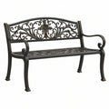 Ławka ogrodowa 122 x 60 x 90 cm metalowa czarna z ornamentem kwiatowym