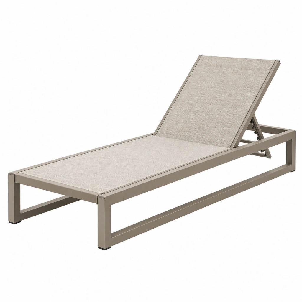 Leżak ogrodowy 200 x 65 x 85 cm aluminiowy beżowy z regulowanym oparciem