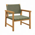 Fotel ogrodowy 68 x 70 x 80 cm z drewna i plecionego sznurka zielony w stylu naturalnym