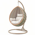 Fotel wiszący ogrodowy 105 x 105 x 195 cm metalowy beżowy z plecioną osłoną boho
