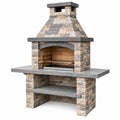Grill ogrodowy kamienny 135 x 75 x 210 cm szaro-beżowy z rusztem do grillowania
