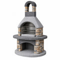 Grill ogrodowy kamienny 120 cm szary z rusztem do grillowania